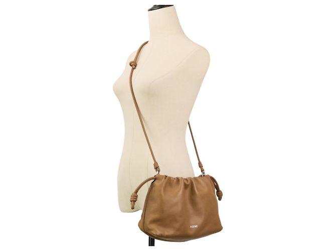 Borsa a tracolla in pelle Loewe Flamenco Marrone - vista 12