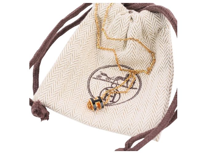 Hermès HERMES Mini Pop H Pendant Necklace Black Golden - view 13
