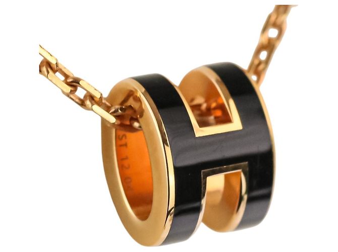 Hermès HERMES Mini Pop H Pendant Necklace Black Golden - view 2