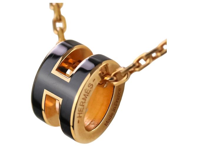 Hermès HERMES Mini Pop H Pendant Necklace Black Golden - view 3