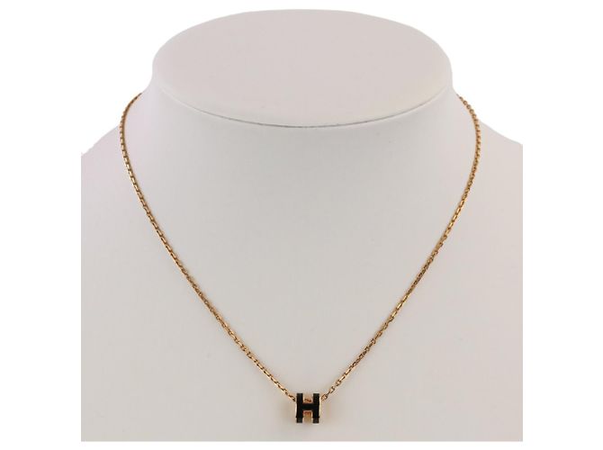 Hermès HERMES Mini Pop H Pendant Necklace Black Golden - view 4