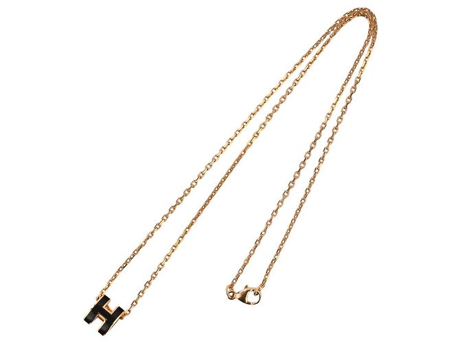 Hermès HERMES Mini Pop H Pendant Necklace Black Golden - view 6