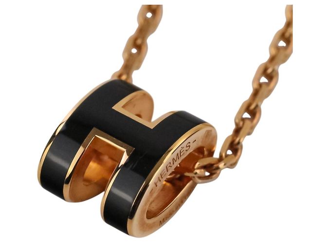 Hermès HERMES Mini Pop H Pendant Necklace Black Golden - view 8