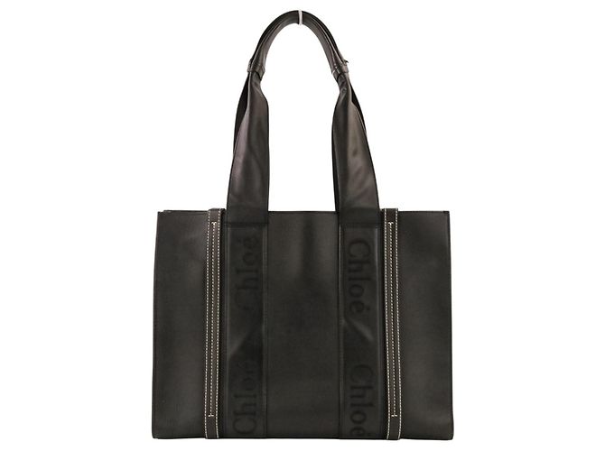 Bolso Tote Chloé Woody Leather Negro - vista 2