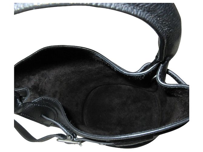 Céline Borsa a tracolla Celine Leather Big Bag Bucket Nano Nero - vista 11