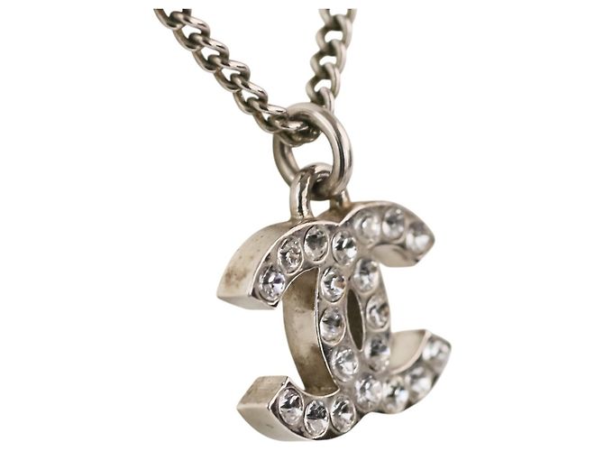 Collar CHANEL F13V con strass y logo Coco Mark Plata - vista 2