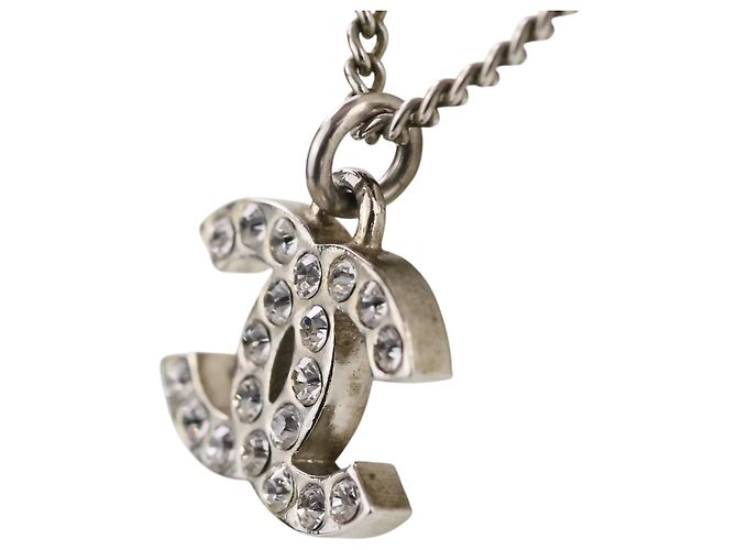 Collar CHANEL F13V con strass y logo Coco Mark Plata - vista 3