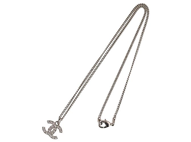 Collar CHANEL F13V con strass y logo Coco Mark Plata - vista 6