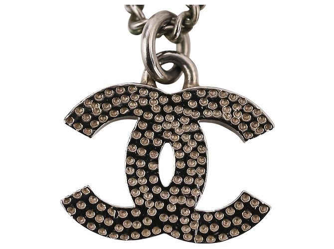 Collar CHANEL F13V con strass y logo Coco Mark Plata - vista 7