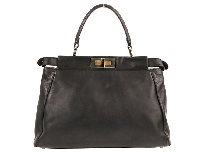 Fendi Peekaboo Medium 2-Way Schultertasche aus Leder Schwarz - Ansicht 2