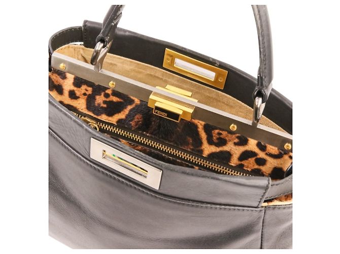 Fendi Peekaboo Medium 2-Way Schultertasche aus Leder Schwarz - Ansicht 6