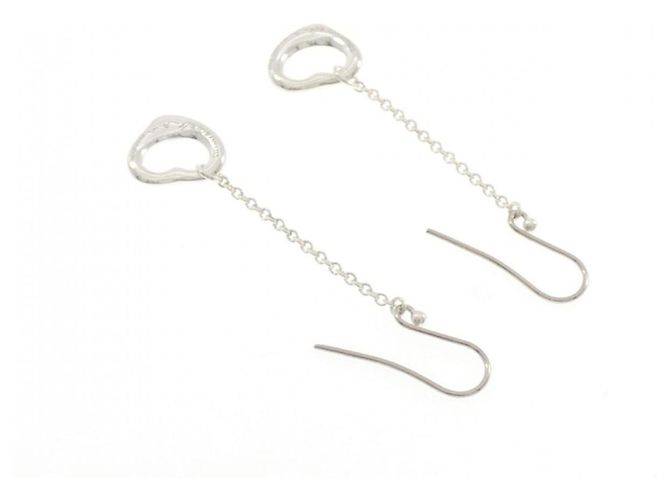 Autre Marque Tiffany Open Heart Hängeohrringe Silber - Ansicht 3