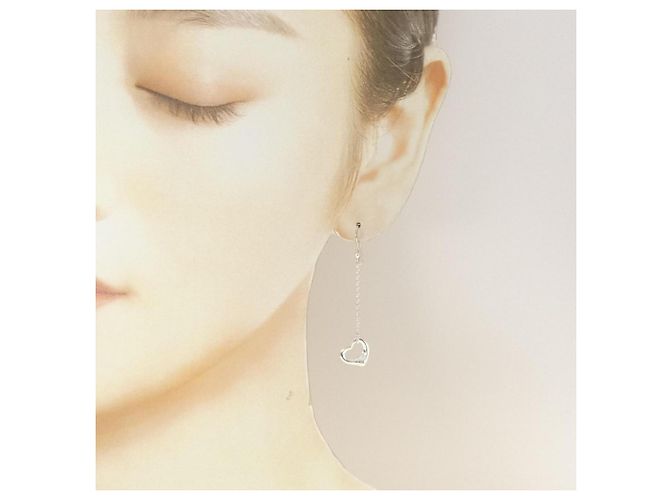 Autre Marque Tiffany Open Heart Hängeohrringe Silber - Ansicht 4
