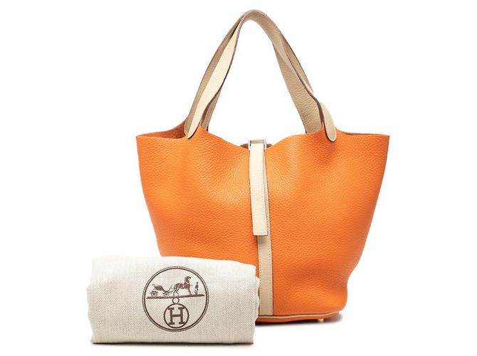 Hermès Hermes Picotin Lock MM Handbag Orange Cream - view 6