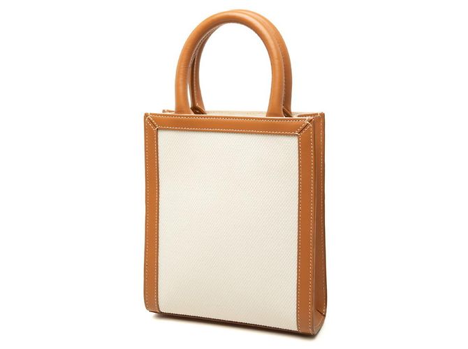 Céline Celine Vertical Cabas Mini Handtasche Braun Weiß - Ansicht 2