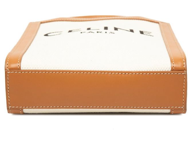 Céline Celine Vertical Cabas Mini Handtasche Braun Weiß - Ansicht 3