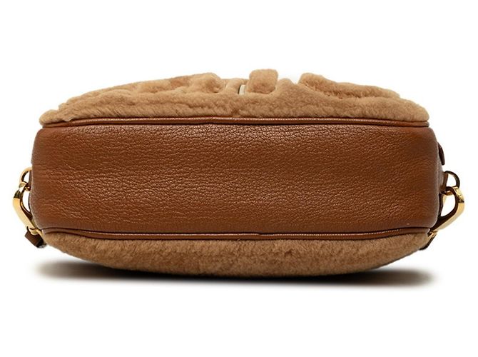 Borsa a tracolla in montone con logo Miu Miu Marrone - vista 3