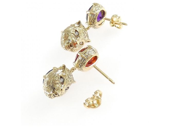 Pendientes de botón Gucci en oro amarillo 18K Dorado - vista 3