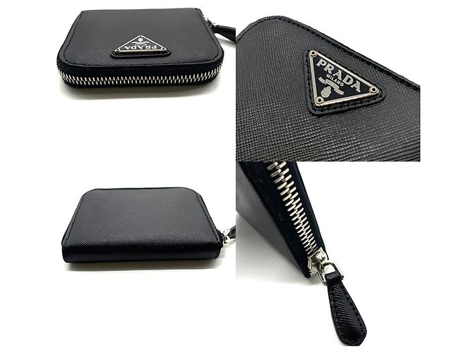 Prada Saffiano Triangle Münzbeutel Schwarz - Ansicht 4