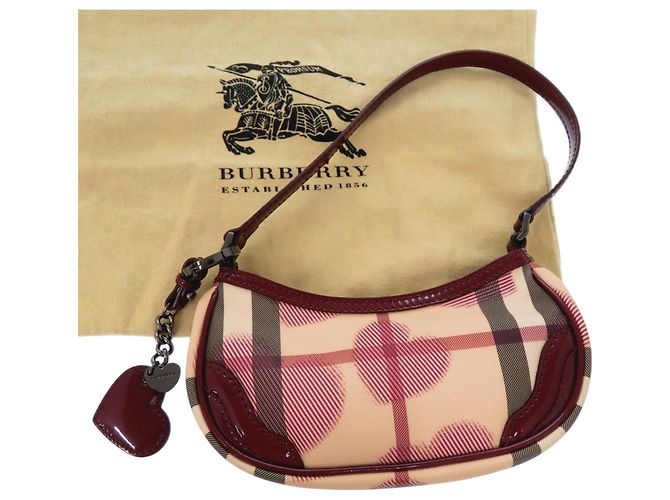 Burberry Nova Check Accessoire-Tasche in Herzform Rot Beige - Ansicht 2