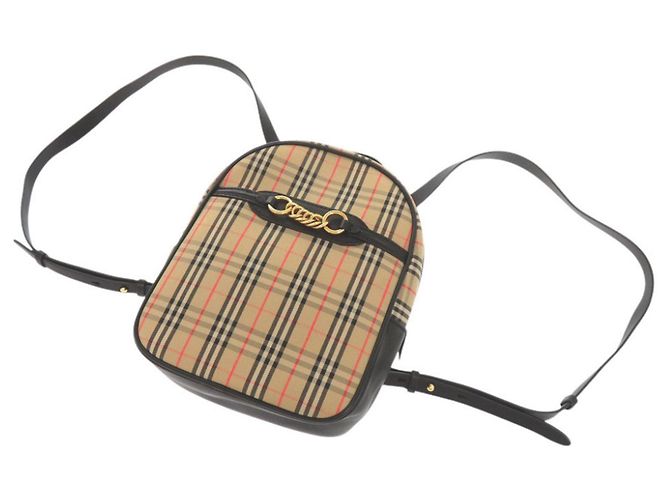 Mochila Burberry de algodón y cuero beige con estampado Check - vista 6