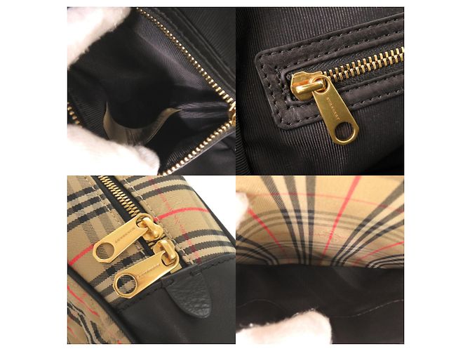 Mochila Burberry de algodón y cuero beige con estampado Check - vista 9