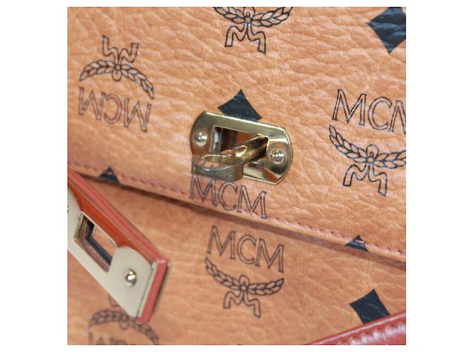 Bolso de mano MCM Visetos de cuero marrón Castaño - vista 18