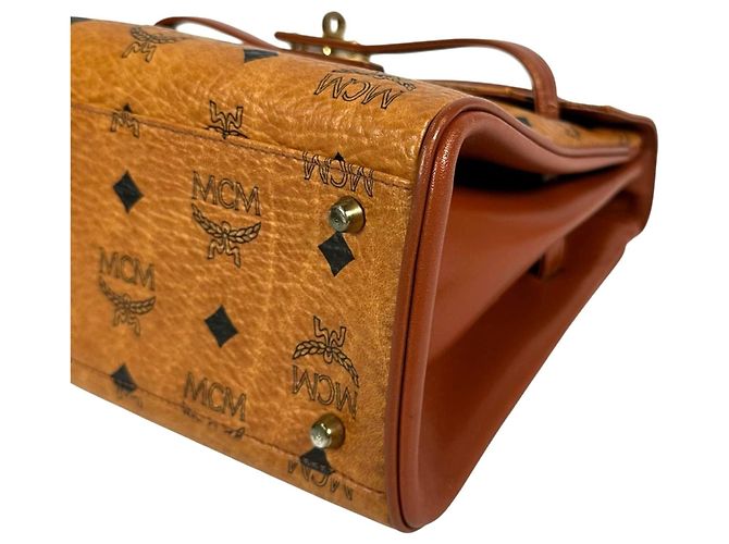 Bolso de mano MCM Visetos de cuero marrón Castaño - vista 5