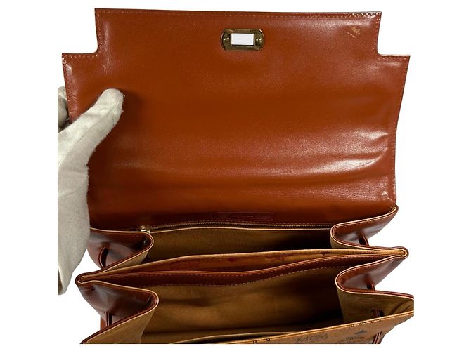 Bolso de mano MCM Visetos de cuero marrón Castaño - vista 9