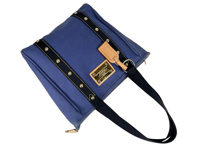 Louis Vuitton Cabas MM Antigua Tote Bag Schwarz Blau - Ansicht 5