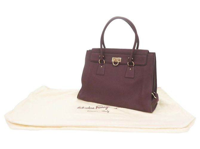 Gancini Borsa Tote in pelle viola Salvatore Ferragamo Porpora - vista 2