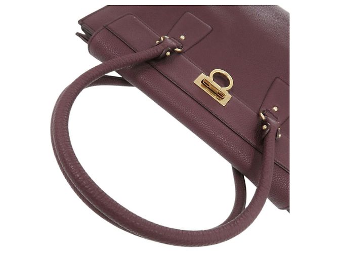 Gancini Borsa Tote in pelle viola Salvatore Ferragamo Porpora - vista 7