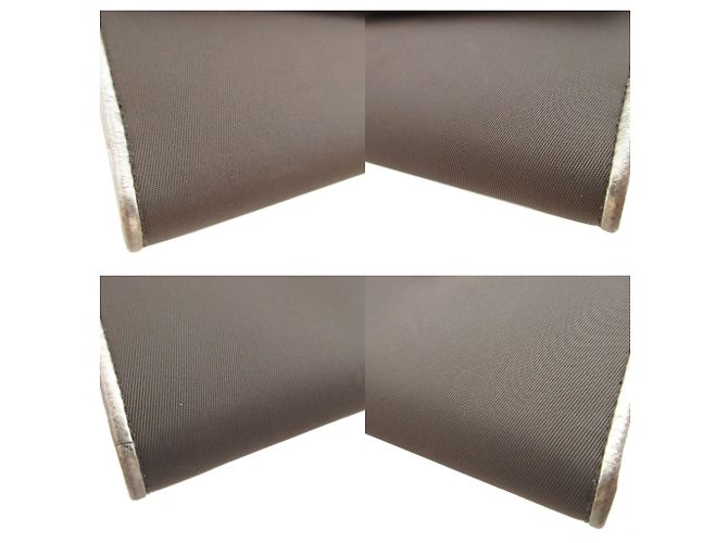 Portefeuille à double pression Prada en cuir Saffiano et Tessuto Marron Argenté - vue 8