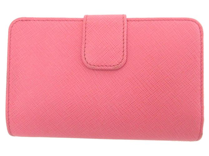 Carteira bi-fold Prada em couro Saffiano rosa - vista 3