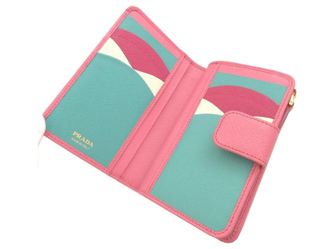 Carteira bi-fold Prada em couro Saffiano rosa - vista 4
