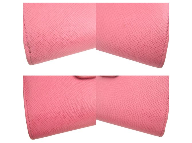 Carteira bi-fold Prada em couro Saffiano rosa - vista 6