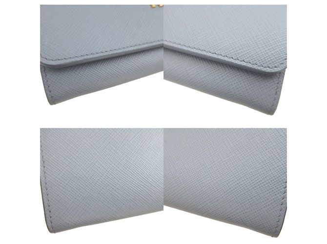 Carteira Longa Prada em Couro Saffiano Marrom Azul - vista 8