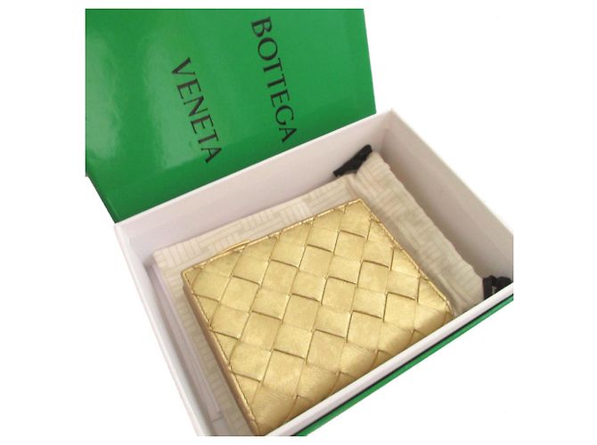 Bottega Veneta Bi-fold Leather Wallet Golden - view 2