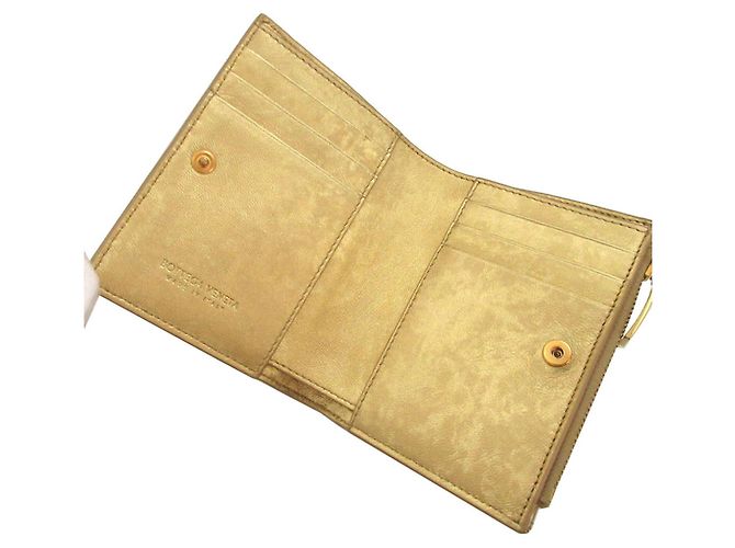 Bottega Veneta Bi-fold Leather Wallet Golden - view 5