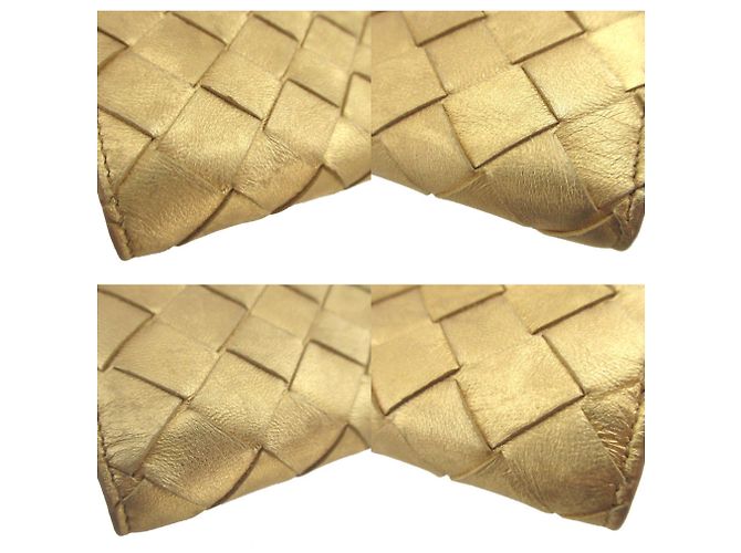 Bottega Veneta Bi-fold Leather Wallet Golden - view 7