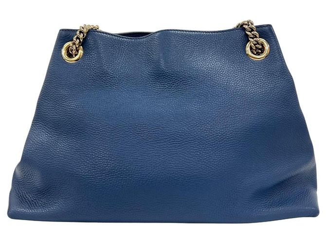 Borsa a tracolla Gucci Soho con catena e G intrecciate Blu - vista 2
