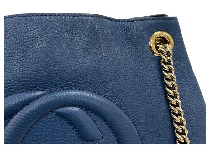 Borsa a tracolla Gucci Soho con catena e G intrecciate Blu - vista 22