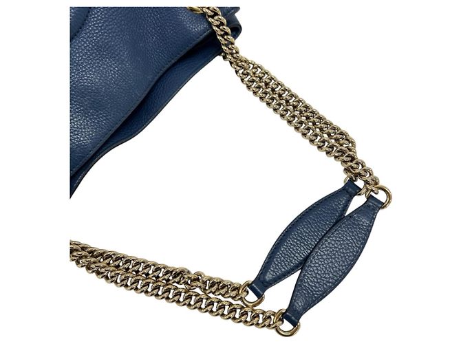 Borsa a tracolla Gucci Soho con catena e G intrecciate Blu - vista 6