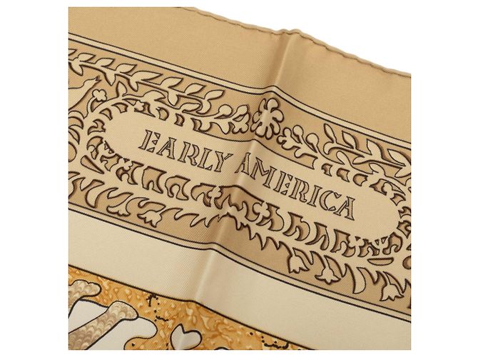 Hermès Foulard Hermes Carre 90 Early America Beige - vista 4