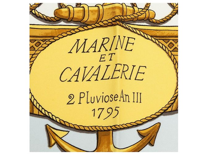 Hermès Foulard Hermes Carre 90 Marine et Cavalerie Bianco Multicolore - vista 4