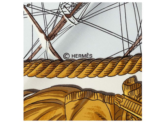 Hermès Foulard Hermes Carre 90 Marine et Cavalerie Bianco Multicolore - vista 7