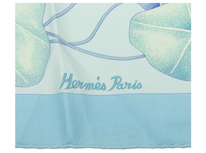 Hermès Hermes Carre 90 Les Capucines Golden Lotus Schal Mehrfarben Hellblau - Ansicht 5