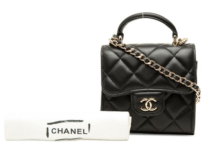 Chanel Coco Mark Mini Matelassé Schultertasche mit Kette Schwarz - Ansicht 8