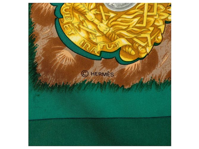 Hermès Lenço Hermes Carre 90 CASQUES et PLUMETS Multicor Verde - vista 6