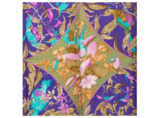 Hermès Lenço Hermes Carre 90 Tropiques Tropical Multicor Verde - vista 2